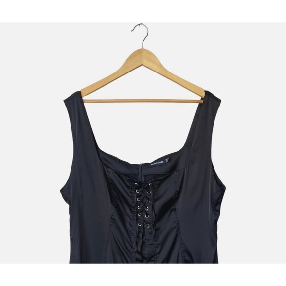 Y2K Corset Mini Dress 1X Satin Fairy Grunge Witchy Whimsigoth Vamp Lace Up - Picture 2 of 9